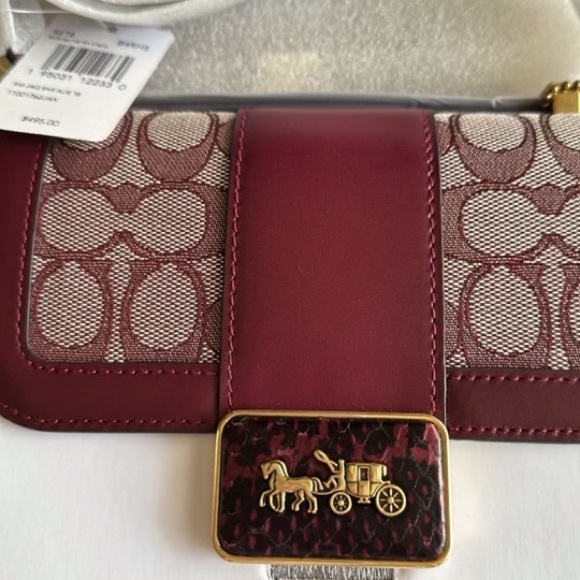 HOLD-NWT Coach Alie Shoulder Bag 18 In Signature Jacquard With Snakeskin Detail main image 5